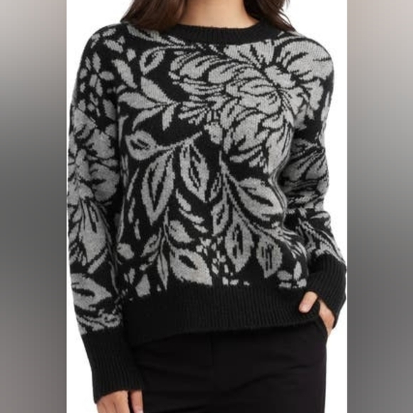 Ellen Tracy Sweaters - Ellen Tracy Floral Jacquard Soft Sweater